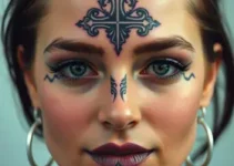 tatuagem de cruz no rosto