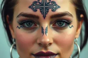 tatuagem de cruz no rosto