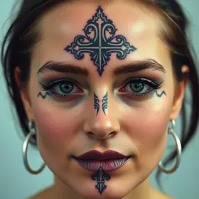 tatuagem de cruz no rosto